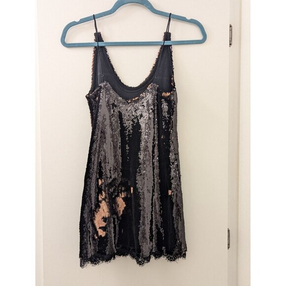Black & Rose Gold Sequin Dress XS By Free People - Picture 2 of 7
